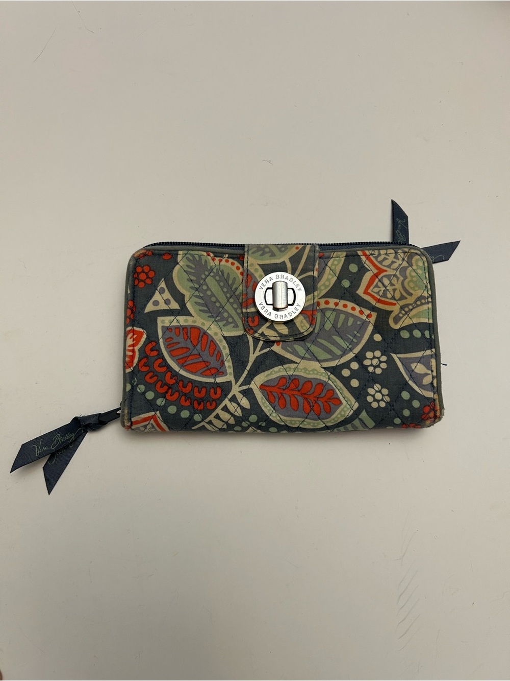 Vera Bradley Gray Floral Zip-Around Wallet